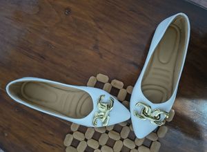 White Pointed Toe Ballerinas