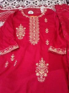 Maroon Embroidery Kurta Set