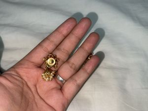 Pearl And Red Stone Earrings