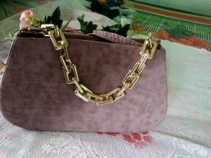 Lilac Croc-Embossed Chain Bag