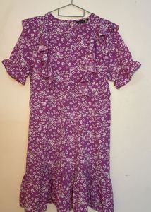 Purple Floral Ruffle Dress