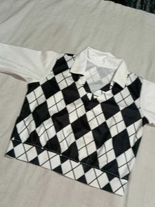 Argyle Print Long Sleeve Top