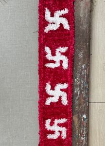 Red &amp; White Swastika Fur Woolen Readymade Rangoli