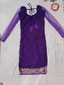 Purple Embellished Kurti Set(Bust-32)
