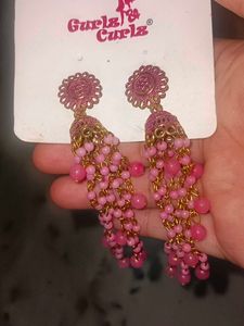 Pink Jhumka Earrings