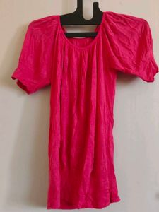 Hot Pink Short Sleeve Tunic Top