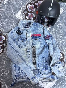 Stretchable Denim Jacket with Patches