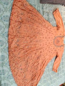 Peach Printed women kurti