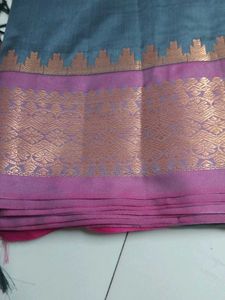 Dark cement soft silk saree