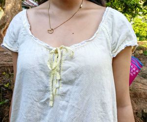 Blue Textured Cap Sleeve Top