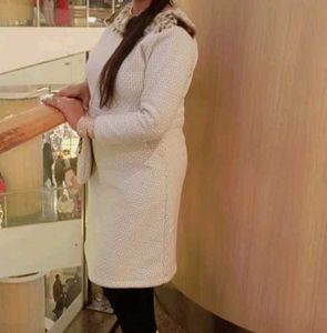 Unique Tweed Dress with Faux Fur