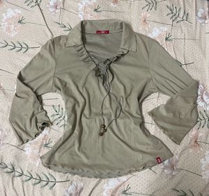 Y2K Cottagecore Beige Top