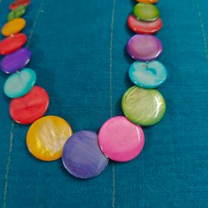 mother of pearl colorful necklace set