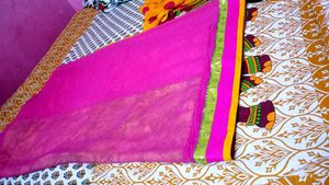 Pink &amp; Yellow Saree with Embellishments