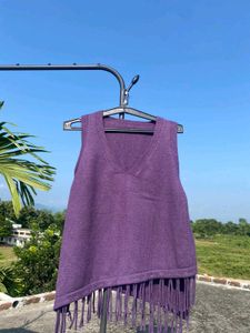Purple half sweater with tassels