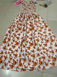 Butterfly Print Smocked Dress