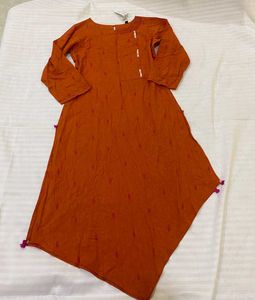 Rust Angrakha Kurti with Tassels