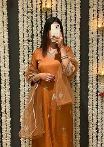 Elegant Brown Embroidered Suit