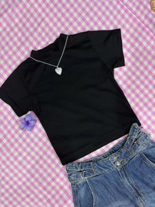 Shein black crop tee