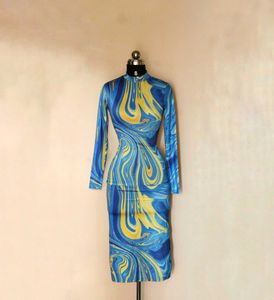 Urbanic Blue and Yellow Marble Dress