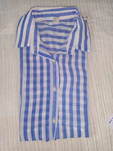 Striped Blue &amp; White Top