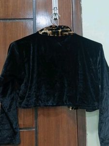 Velvet Leopard Trim Jacket