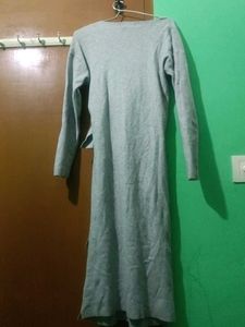 Elegant Grey Knit Midi Dress