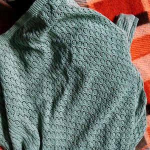 Green Knit Pullover Sweater