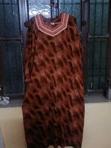 Vintage Brown Patterned Maxi Dress
