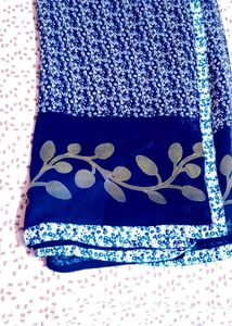 Elegant Blue Floral Saree