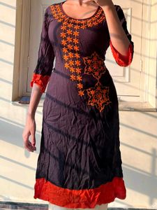 Embroidered Black Kurta