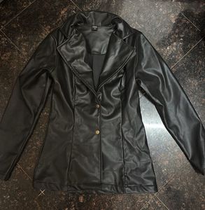 Black Faux Leather Blazer
