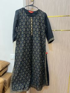 Elegant Black Printed Kurta
