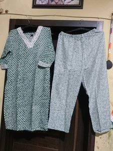 Green Printed Kurta Set