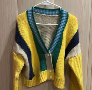 Korean Colorful Striped Knit Cardigan
