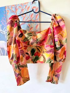 Abstract Print Crop Top