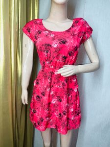 Pink Floral Print Mini Dress