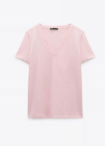 Pink V-Neck Casual T-Shirt