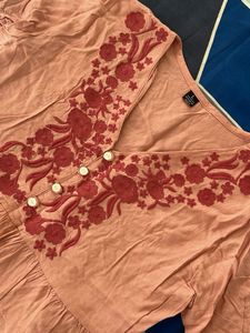 Peach Embroidered Top