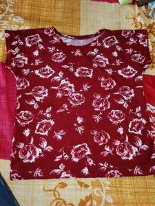 Crop Top With Beautiful ❤️ Red🌹 Print On It Grab