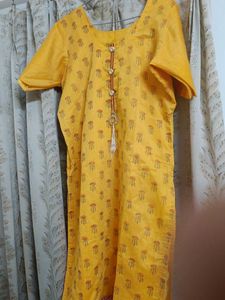 Yellow Printed Kurti