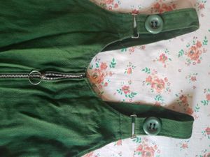 Green Zip Front Pinafore Dress