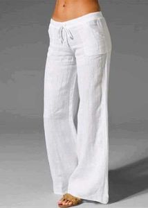 White Linen Wide Leg Pants