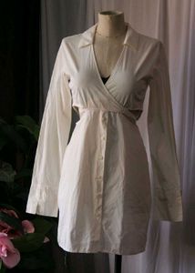 H&amp;M White Cutout Mini Dress