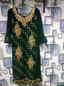 Green Kurti Lahenga Set