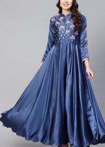 Inddus Silk Blend Embroidered Dress