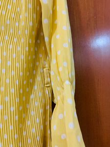 Yellow Polka Dot Pleated Dress