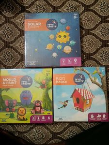 Pack Of 3, Mould & Paint ,Bird House, Solar System