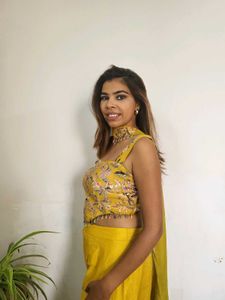 Corset And Palazzo With Necklace Dupatta