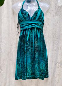 768. Teal Halter Mini Dress